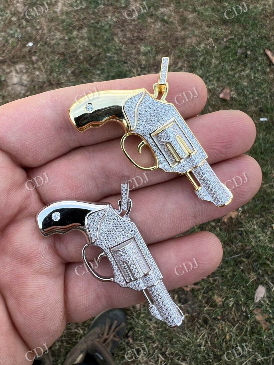 Pistol Iced Out HipHop Pendant  customdiamjewel   