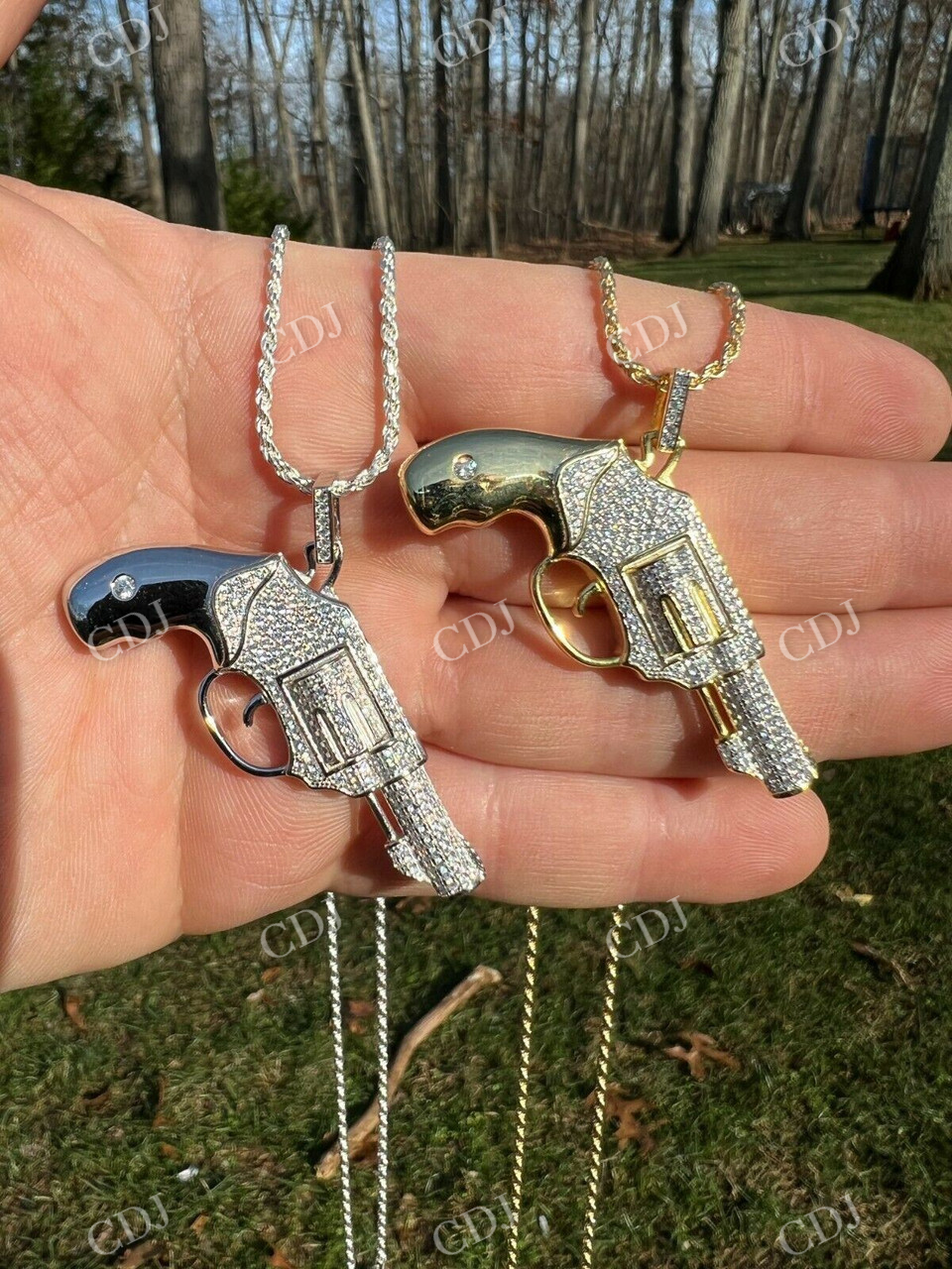 Pistol Iced Out HipHop Pendant  customdiamjewel   