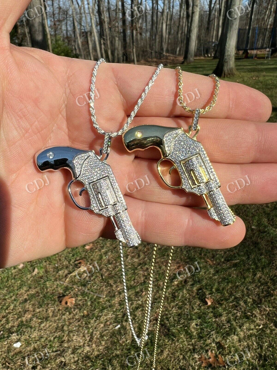 Pistol Iced Out HipHop Pendant  customdiamjewel   