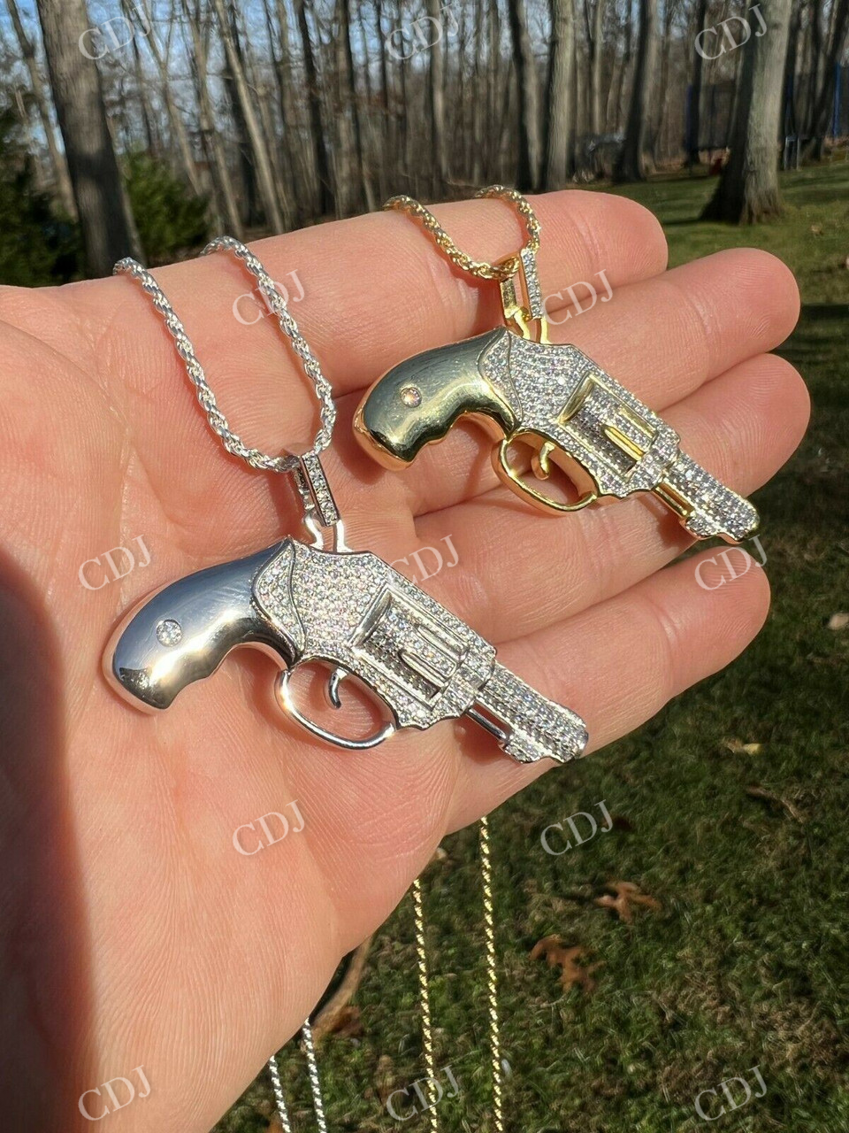 Pistol Iced Out HipHop Pendant  customdiamjewel   