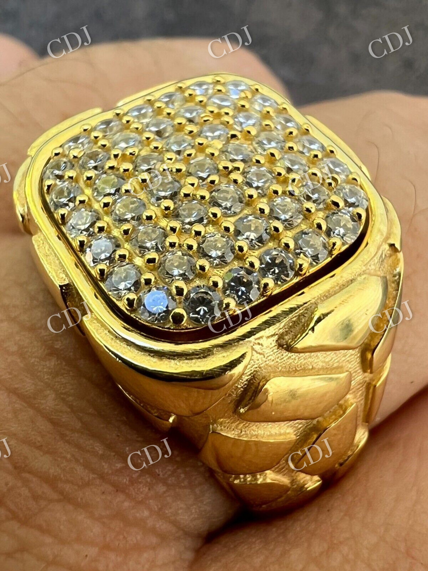 Iced Out Solid Gold Hip Hop Ring  customdiamjewel   