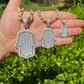 Hand Hamsa Iced Baguette Pendent  customdiamjewel   