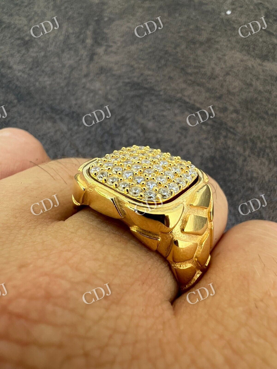 Iced Out Solid Gold Hip Hop Ring  customdiamjewel   