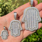 Hand Hamsa Iced Baguette Pendent  customdiamjewel   