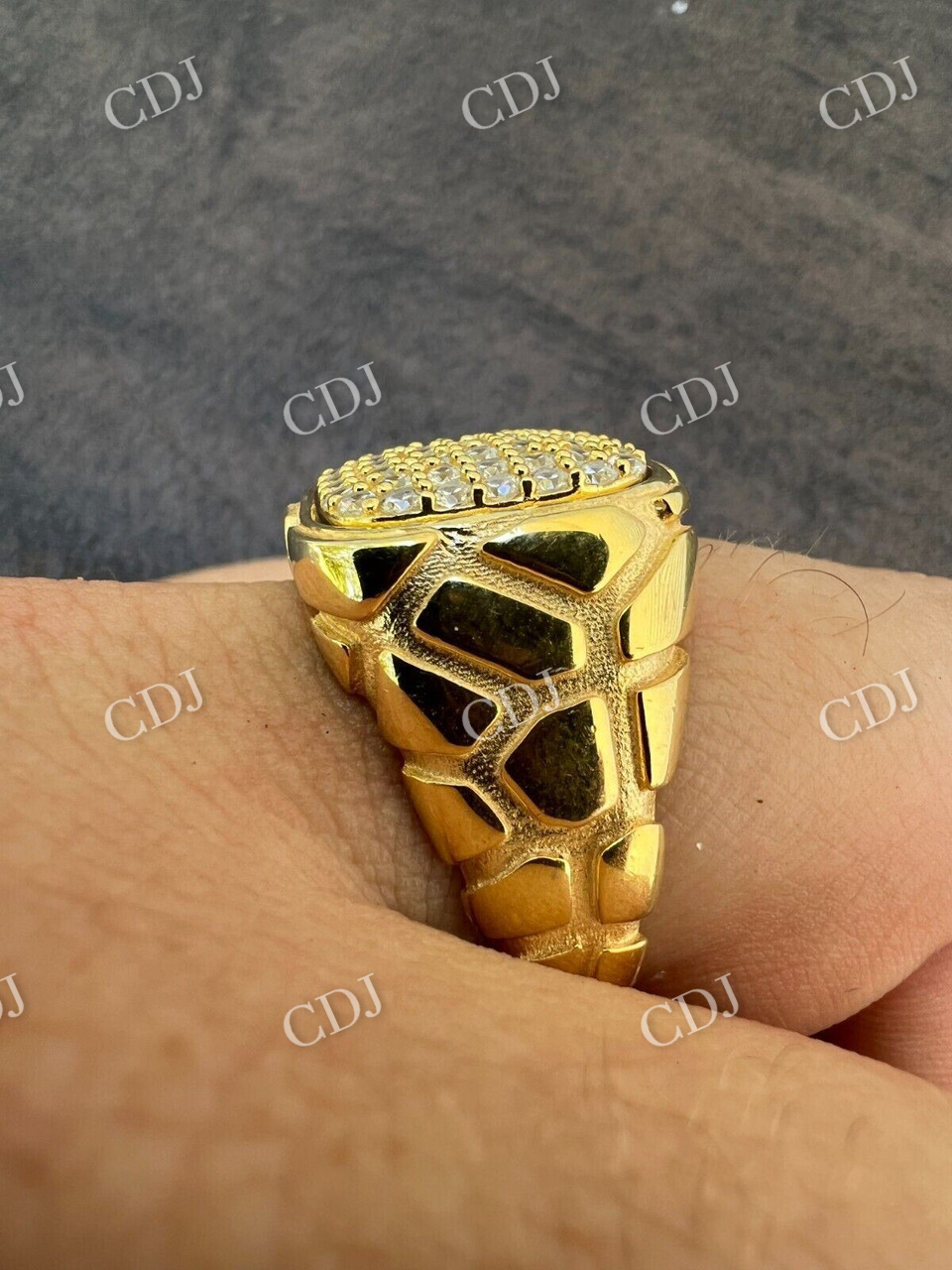 Iced Out Solid Gold Hip Hop Ring  customdiamjewel   