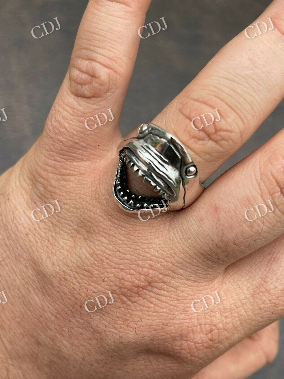 Vintage Style White Shark Men's Ring  customdiamjewel   