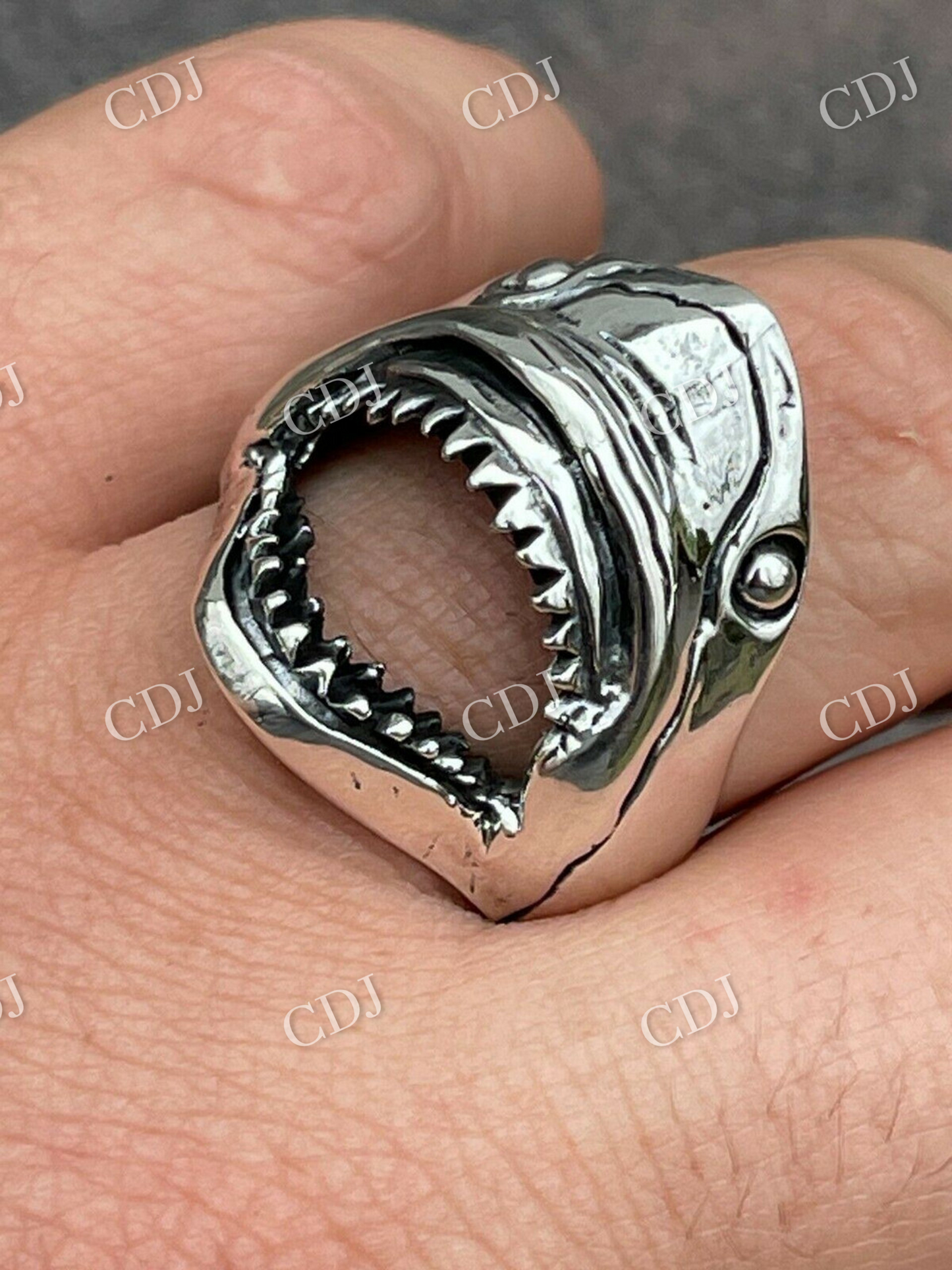 Vintage Style White Shark Men's Ring  customdiamjewel   