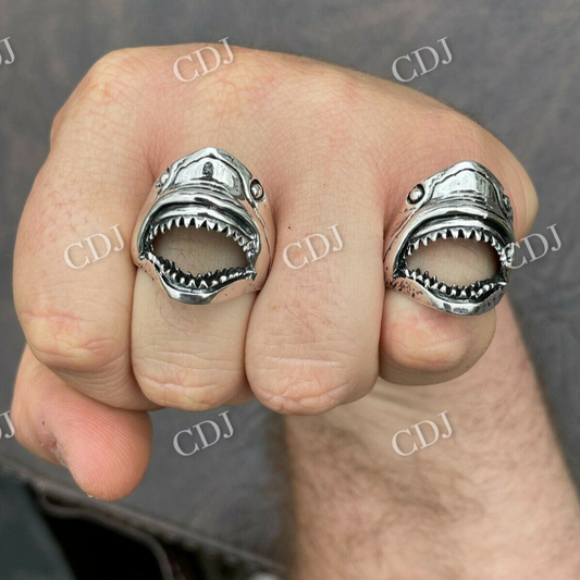 Vintage Style White Shark Men's Ring  customdiamjewel   