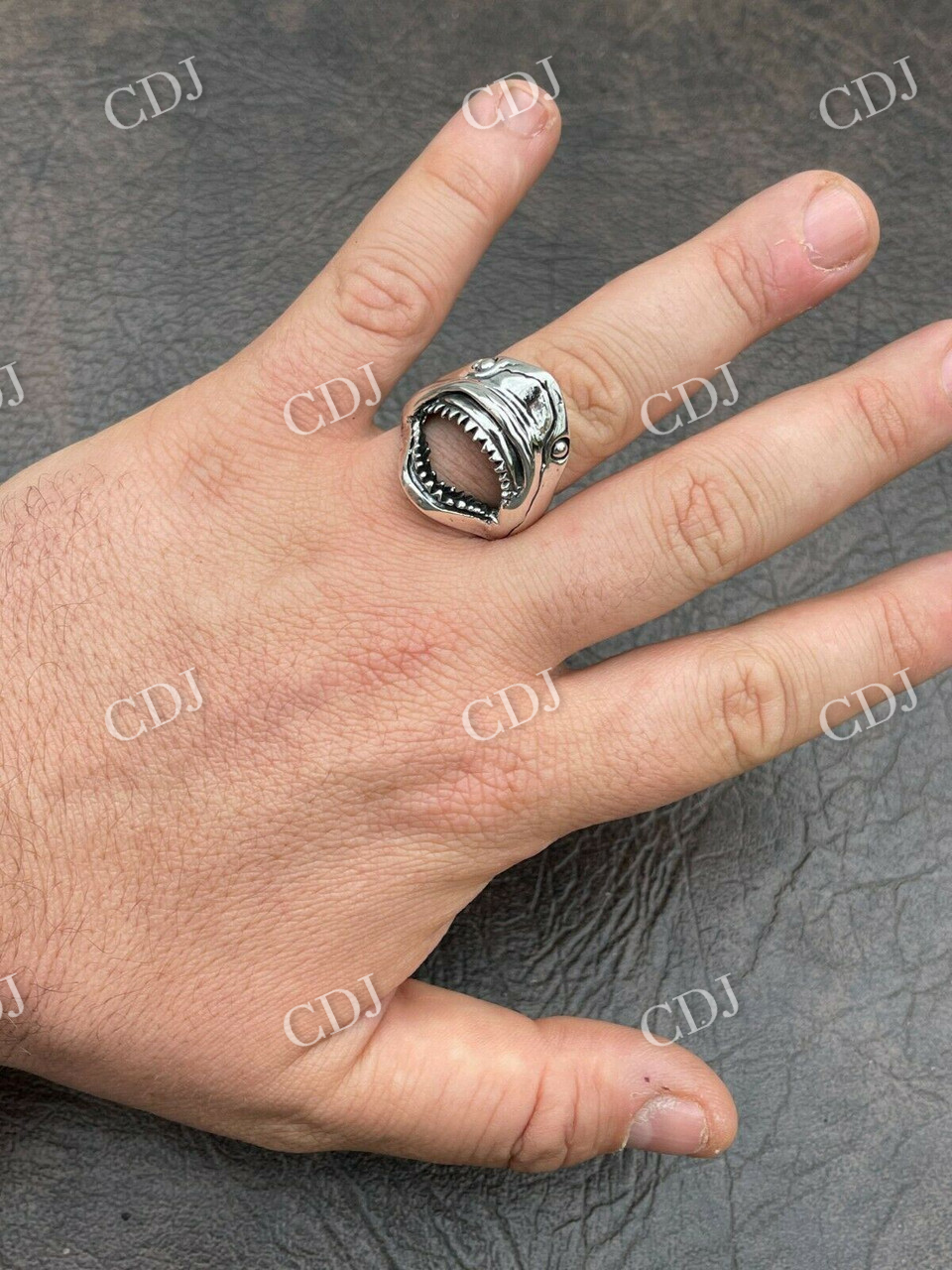 Vintage Style White Shark Men's Ring  customdiamjewel   