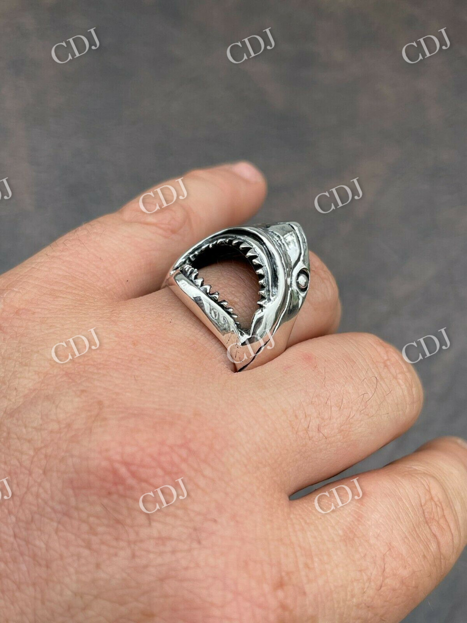 Vintage Style White Shark Men's Ring  customdiamjewel   