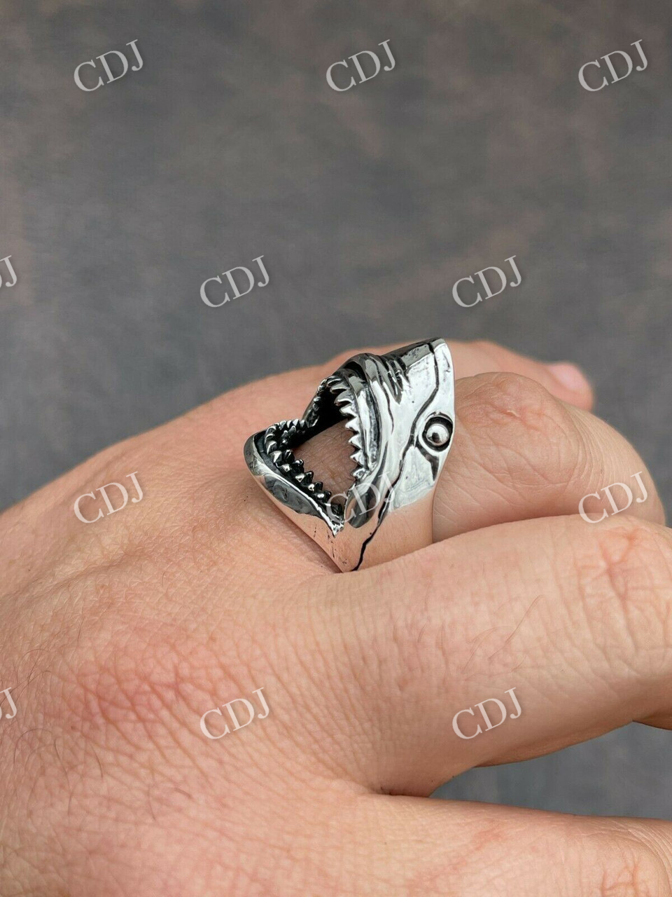 Vintage Style White Shark Men's Ring  customdiamjewel   