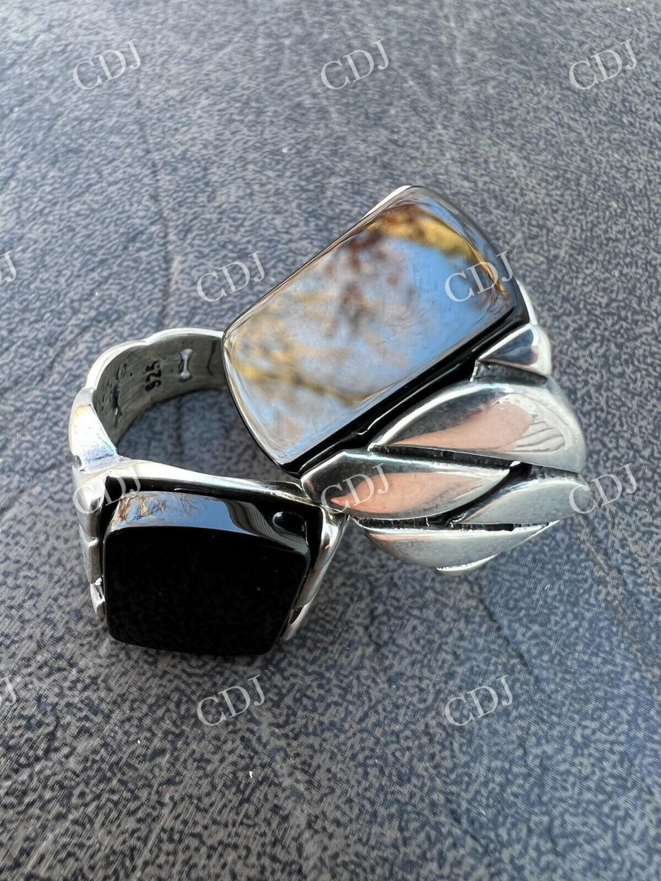 Black Onyx Gemstone Diamond Ring  customdiamjewel   