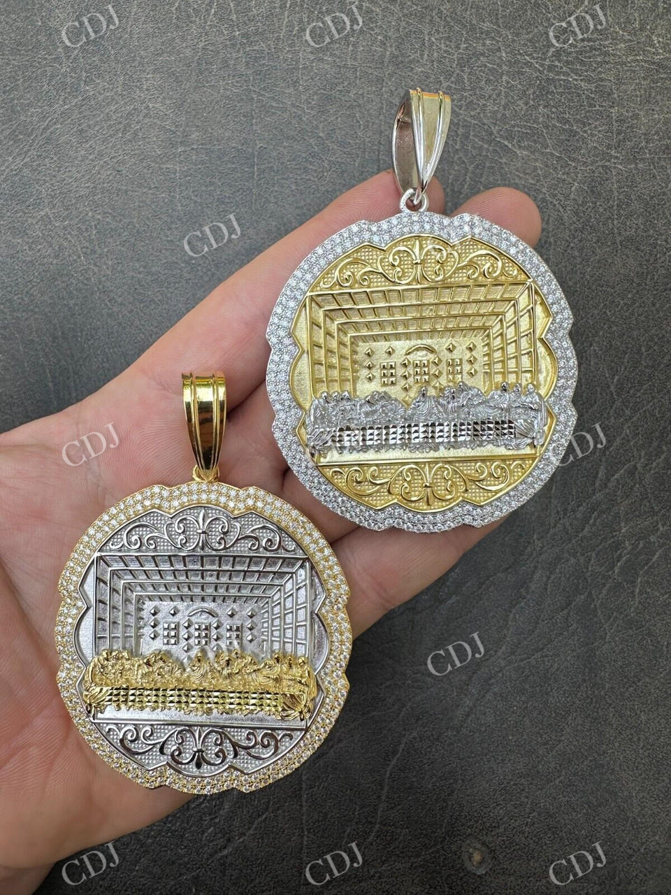 Textured Medallion hip hop Pendent  customdiamjewel   