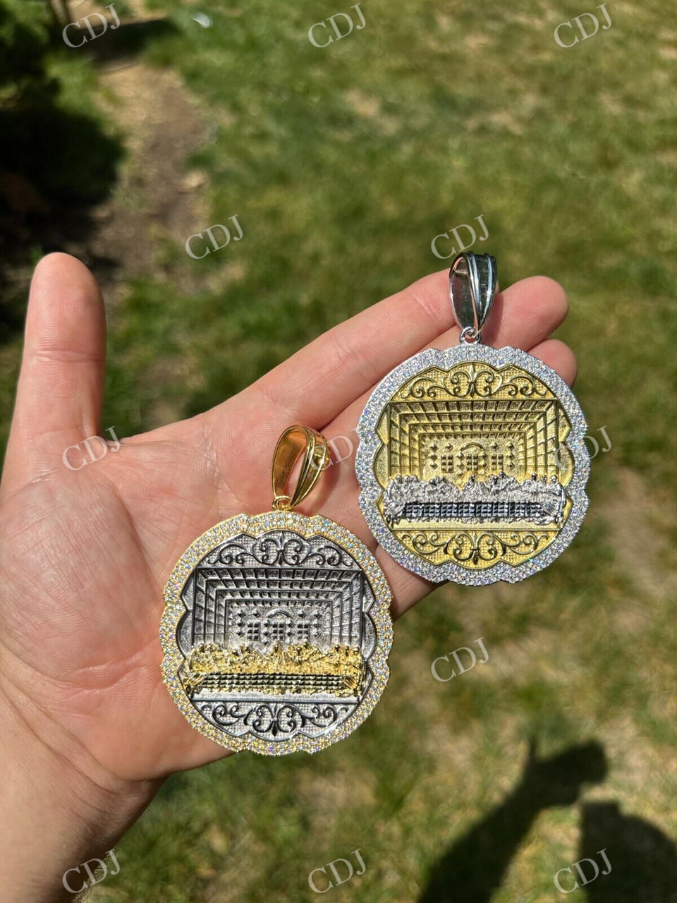 Textured Medallion hip hop Pendent  customdiamjewel   