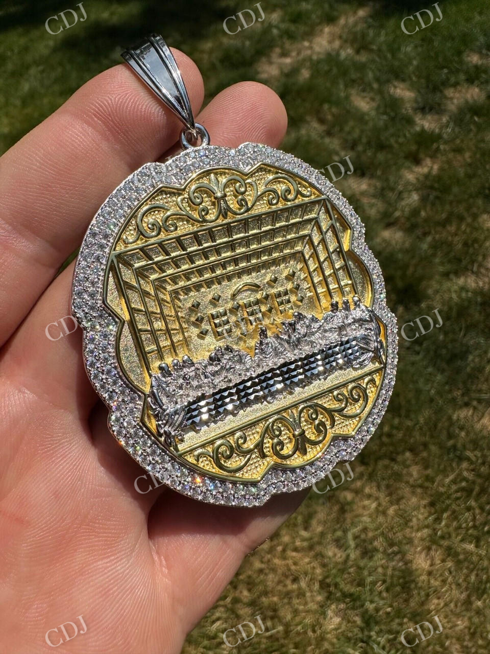 Textured Medallion hip hop Pendent  customdiamjewel   