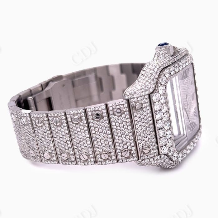 Cartier Santos Fully Buss Down Moissanite Watch customdiamjewel