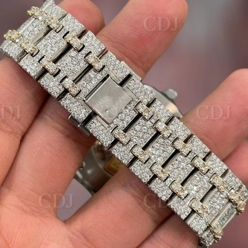 25 To 29Carat Moissanite Wrist Watch Men Factory Iced Out Date Hip hop Mechanical Certified Studded VVS Moissanite Jewelry Watch  customdiamjewel   