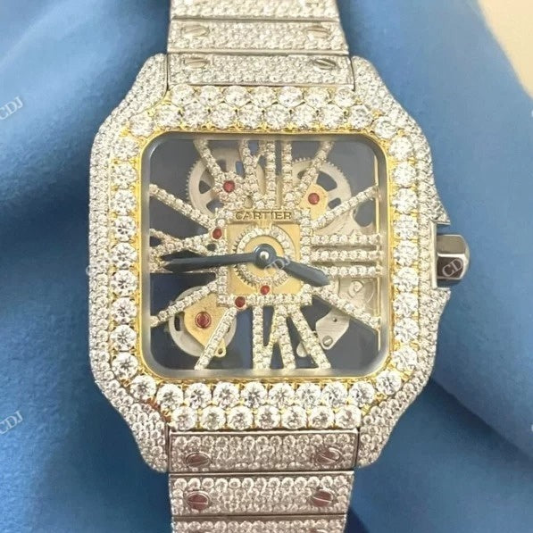 Cartier Skelton Moissanite Hip Hop Watch  customdiamjewel   