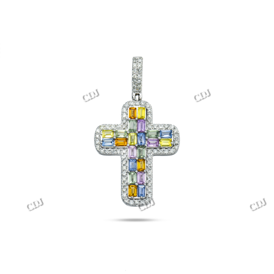 Color Full Diamond Cross Crist Hip Hop Pendant hip hop jewelry CustomDiamJewel