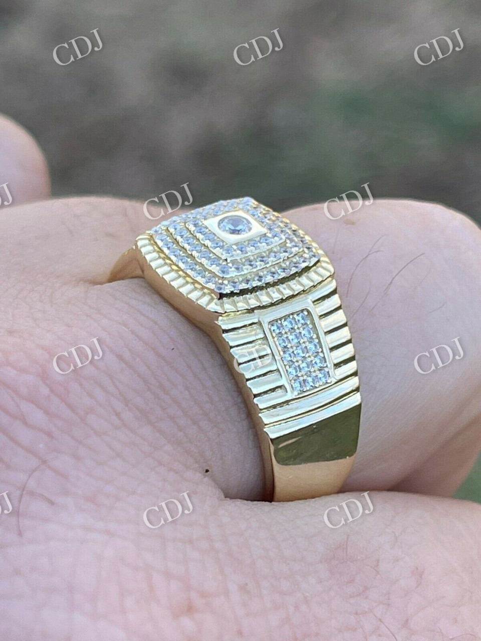 14K Yellow Gold Iced Out Hip Hop Diamond Ring  customdiamjewel   