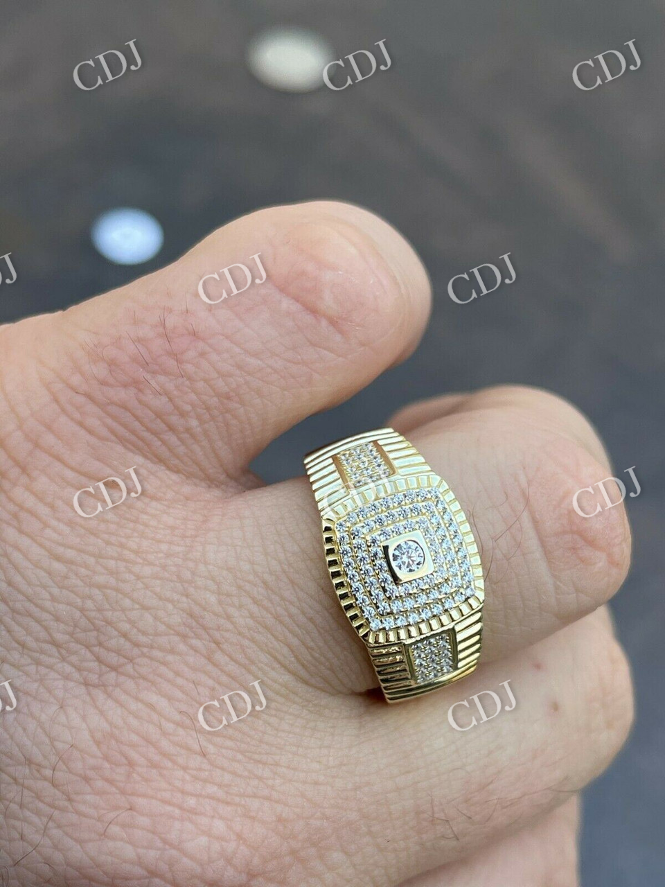 14K Yellow Gold Iced Out Hip Hop Diamond Ring  customdiamjewel   