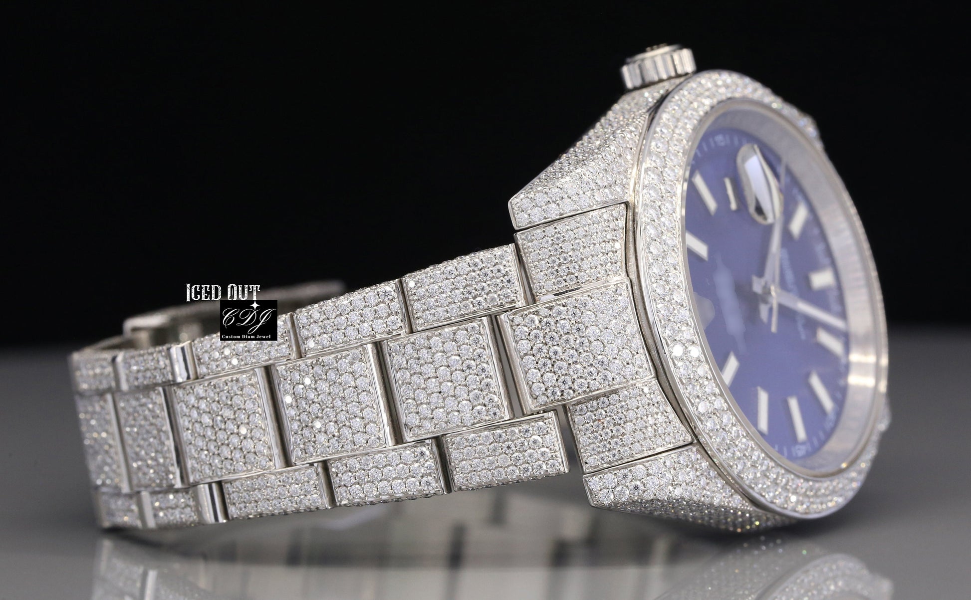 Luxury Hip Hop Bling Watch Customize Full Natural Diamond Iced Out Round Watch for Men Certified Jewelry Unique Watch Design  customdiamjewel   