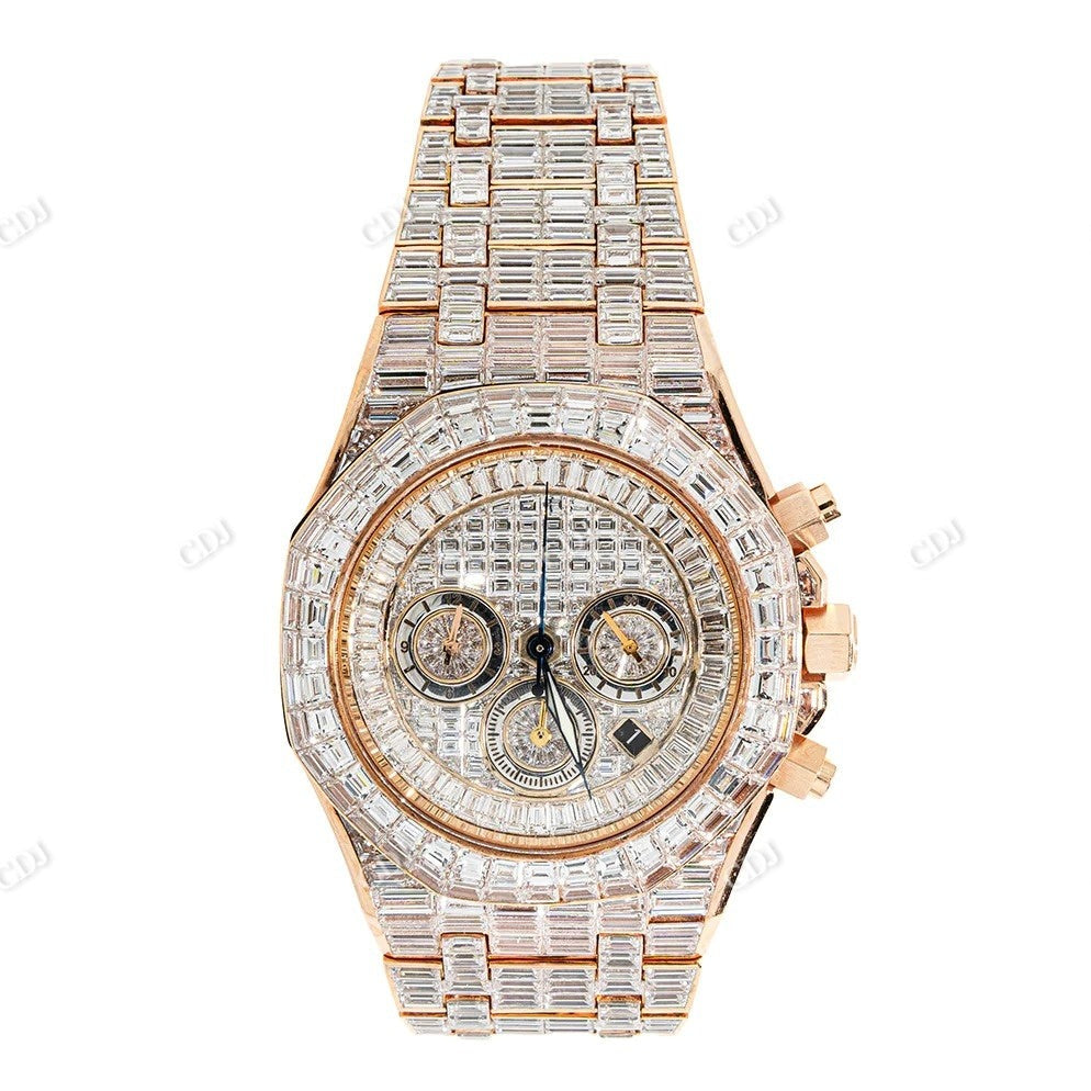 AP Iced Out Baguette Cut Moissanite Studded Diamond Watch  customdiamjewel   