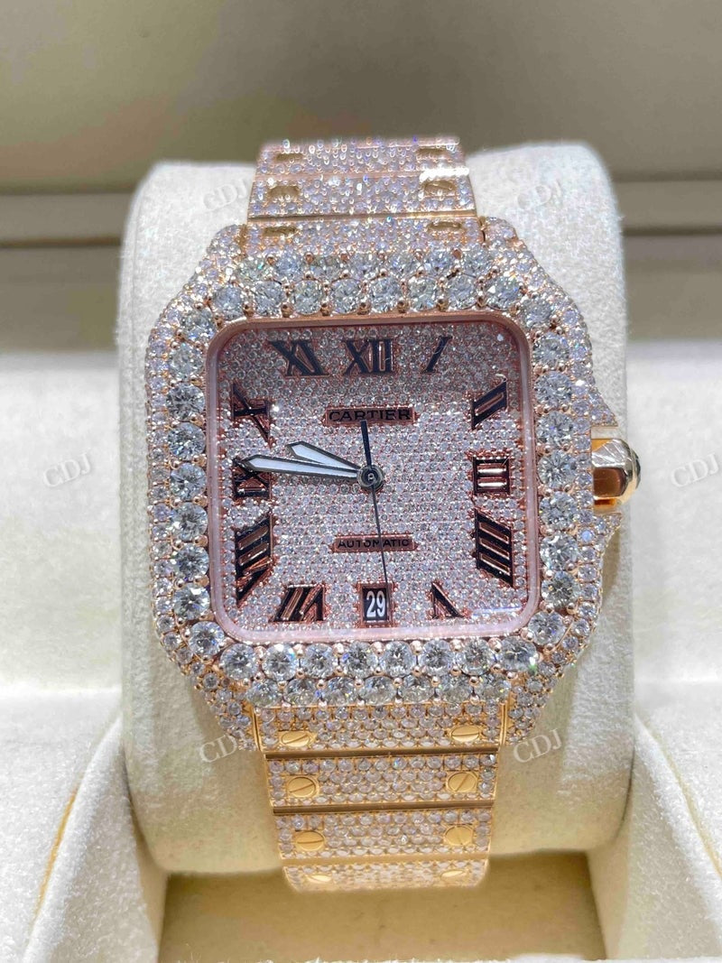 41 mm Cartier Santos Bust Down Lab Grown Watch  customdiamjewel   