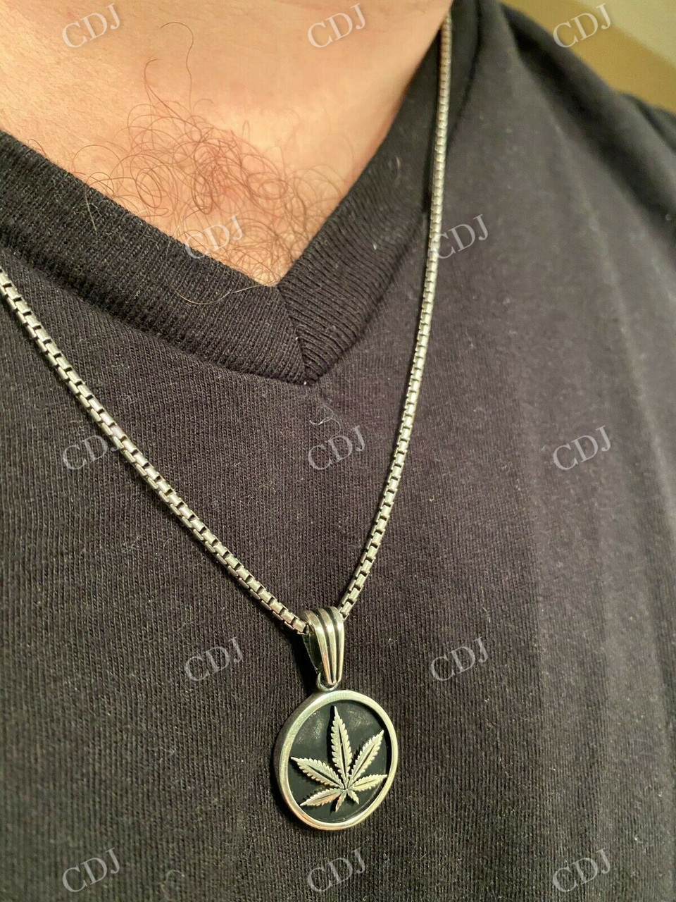 Silver Marijuana Weed Leaf Pendant  customdiamjewel   