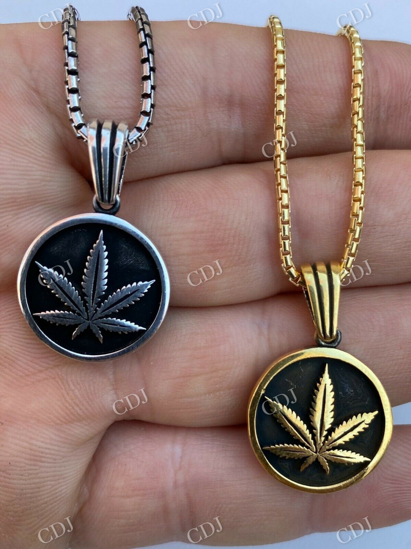 Silver Marijuana Weed Leaf Pendant  customdiamjewel   