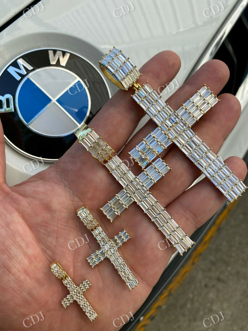 Baguette Iced Out Cross Pendent For Men  customdiamjewel   