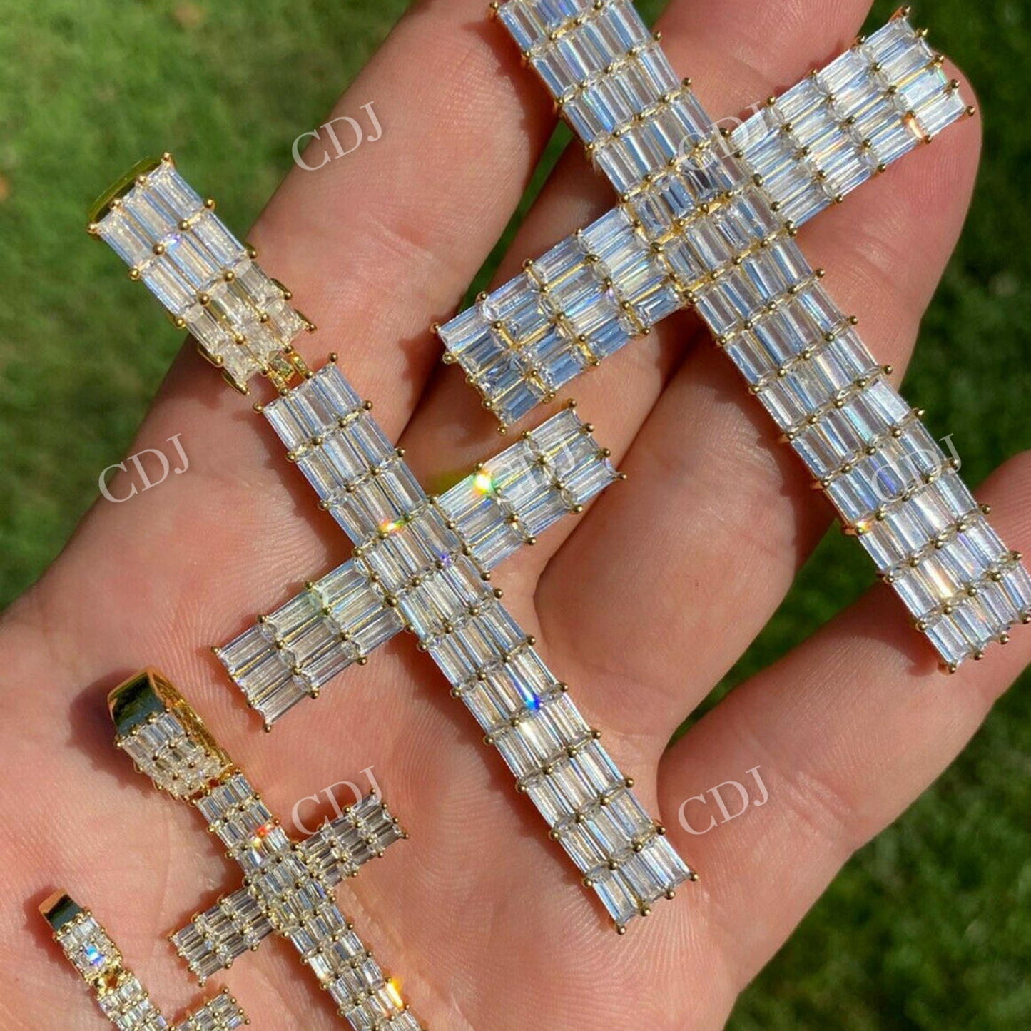 Baguette Iced Out Cross Pendent For Men  customdiamjewel   