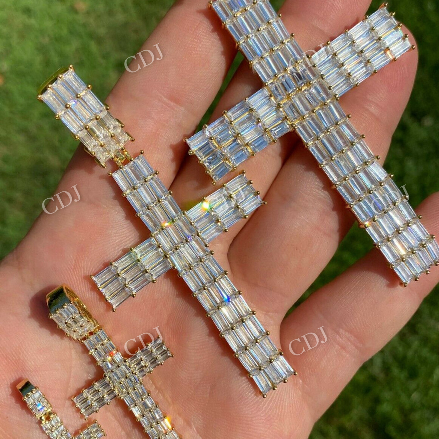 Baguette Iced Out Cross Pendent For Men  customdiamjewel   