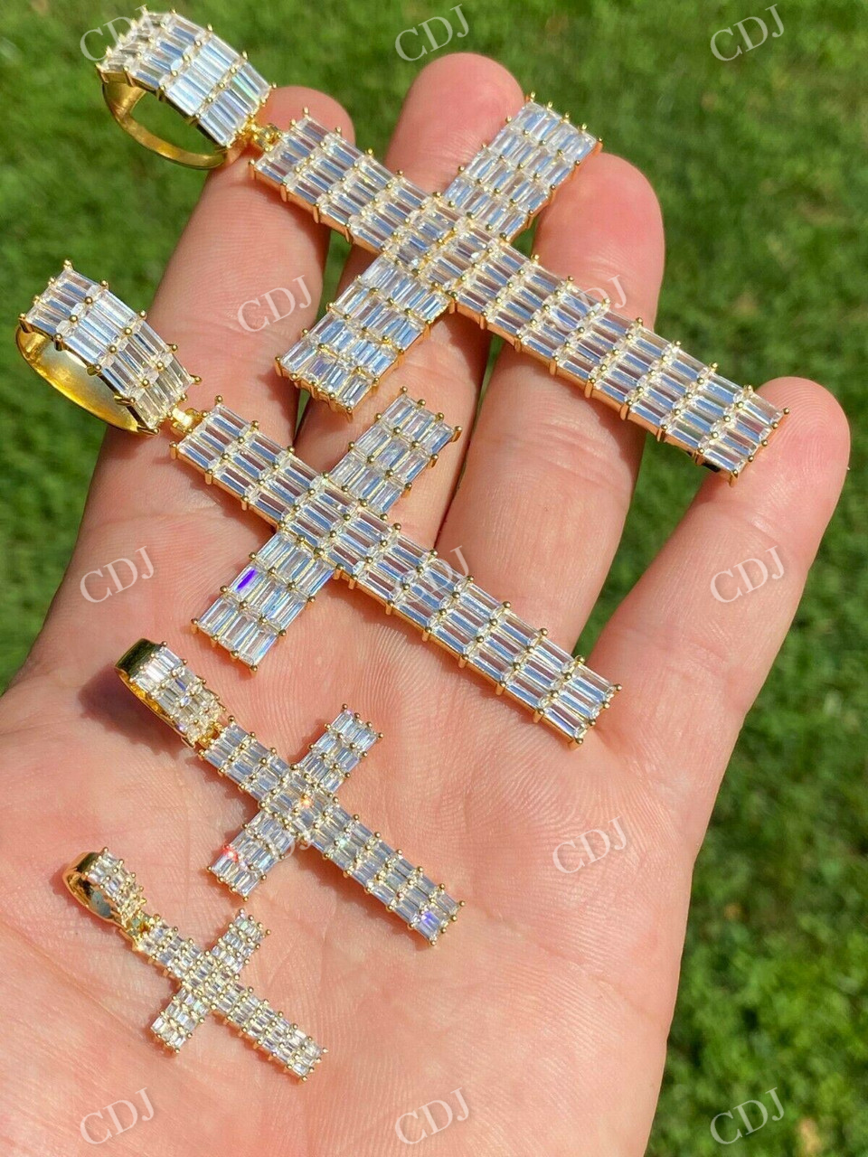 Baguette Iced Out Cross Pendent For Men  customdiamjewel   