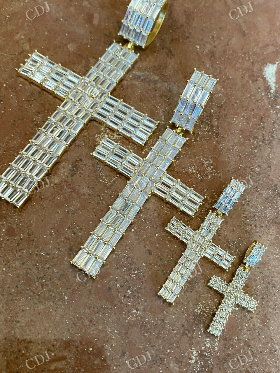 Baguette Iced Out Cross Pendent For Men  customdiamjewel   