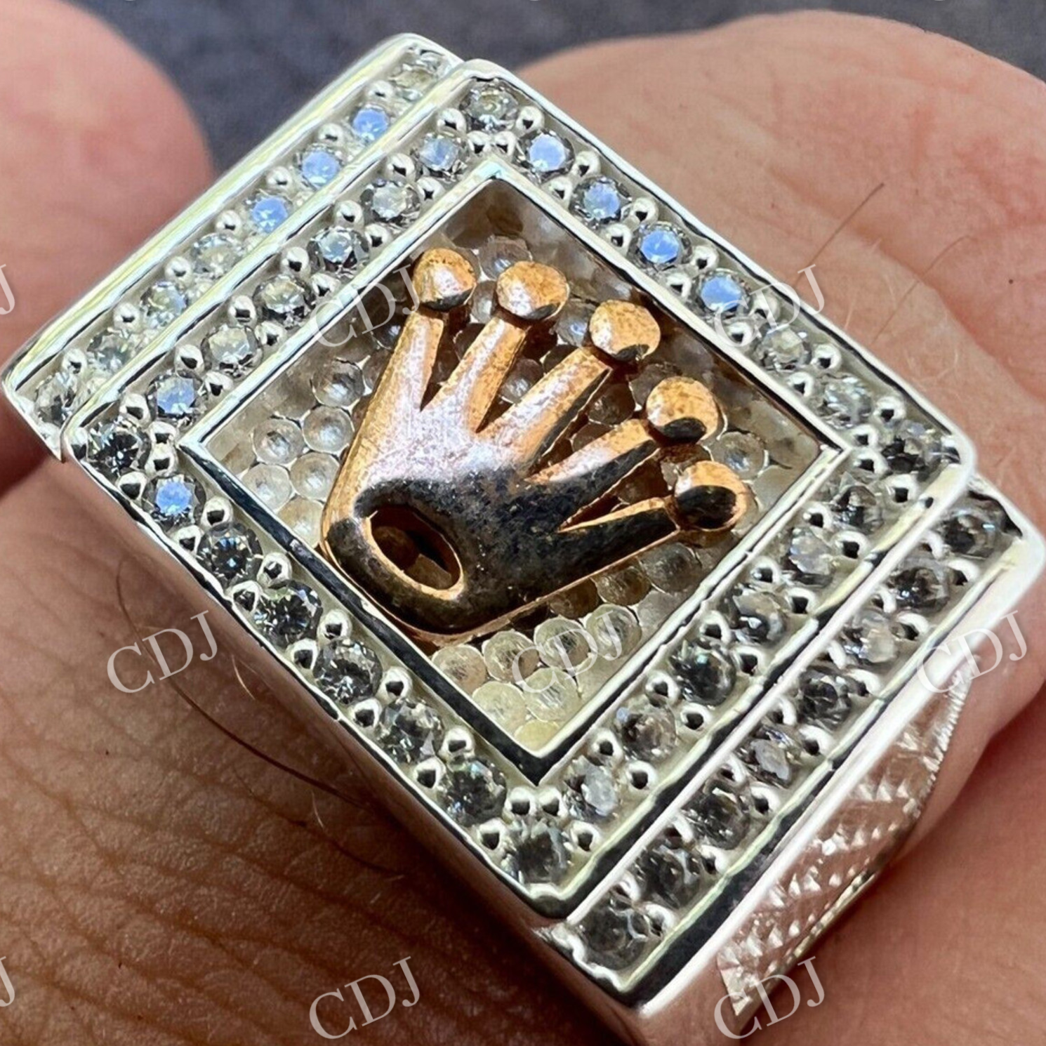 Iced Out Crown Hip Hop Diamond Ring  customdiamjewel   