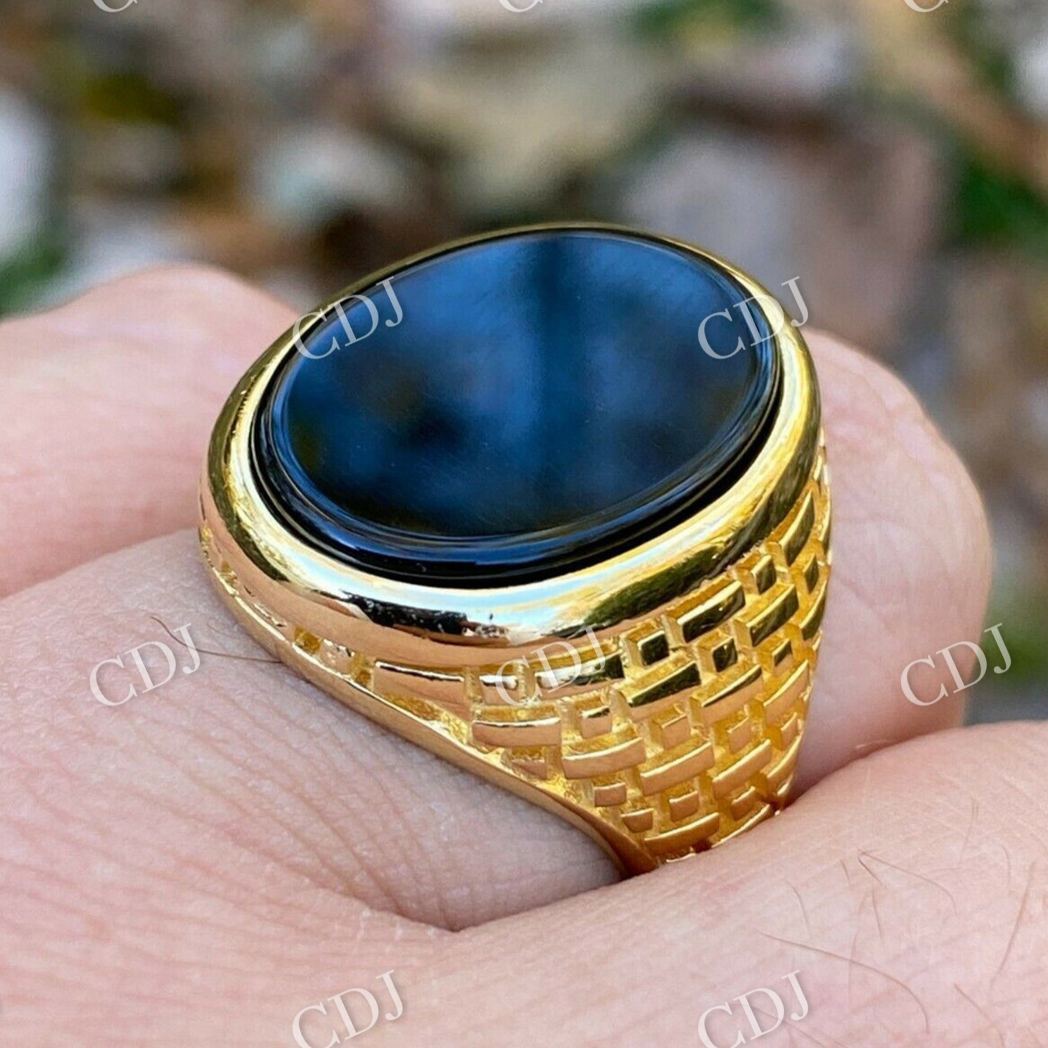 14k Gold Black Onyx Stone Mens Ring  customdiamjewel   