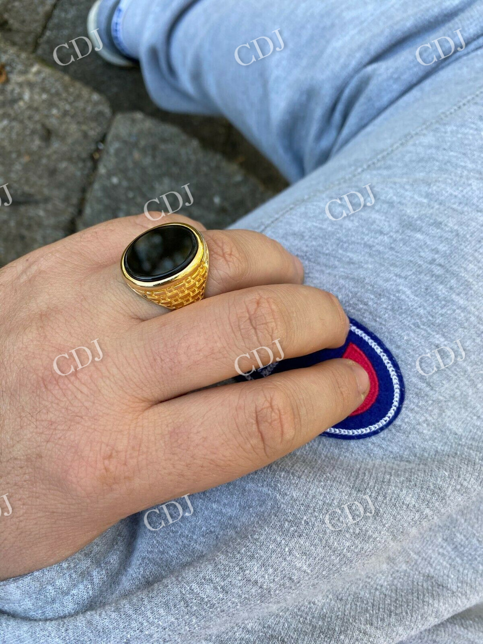 14k Gold Black Onyx Stone Mens Ring  customdiamjewel   