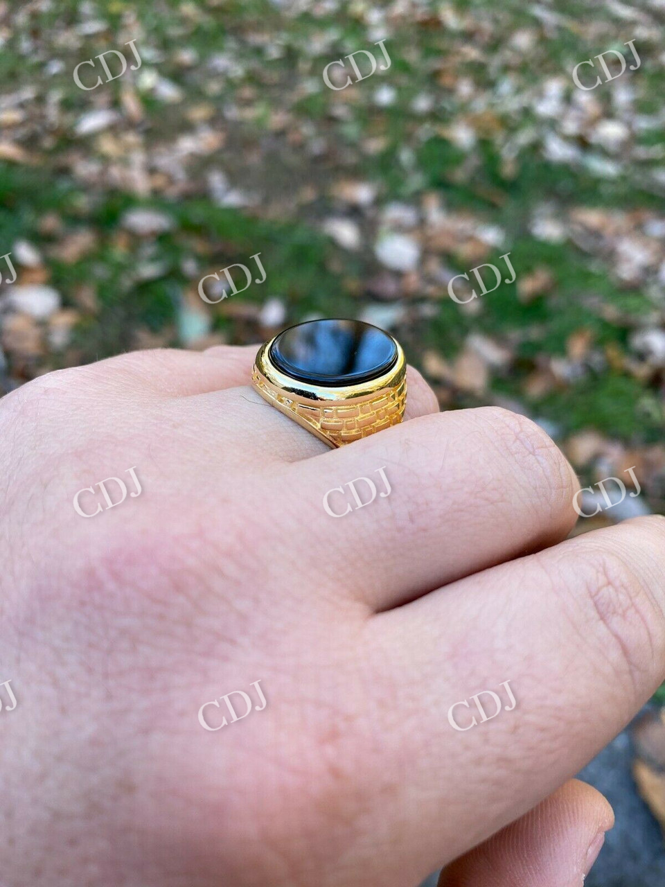 14k Gold Black Onyx Stone Mens Ring  customdiamjewel   