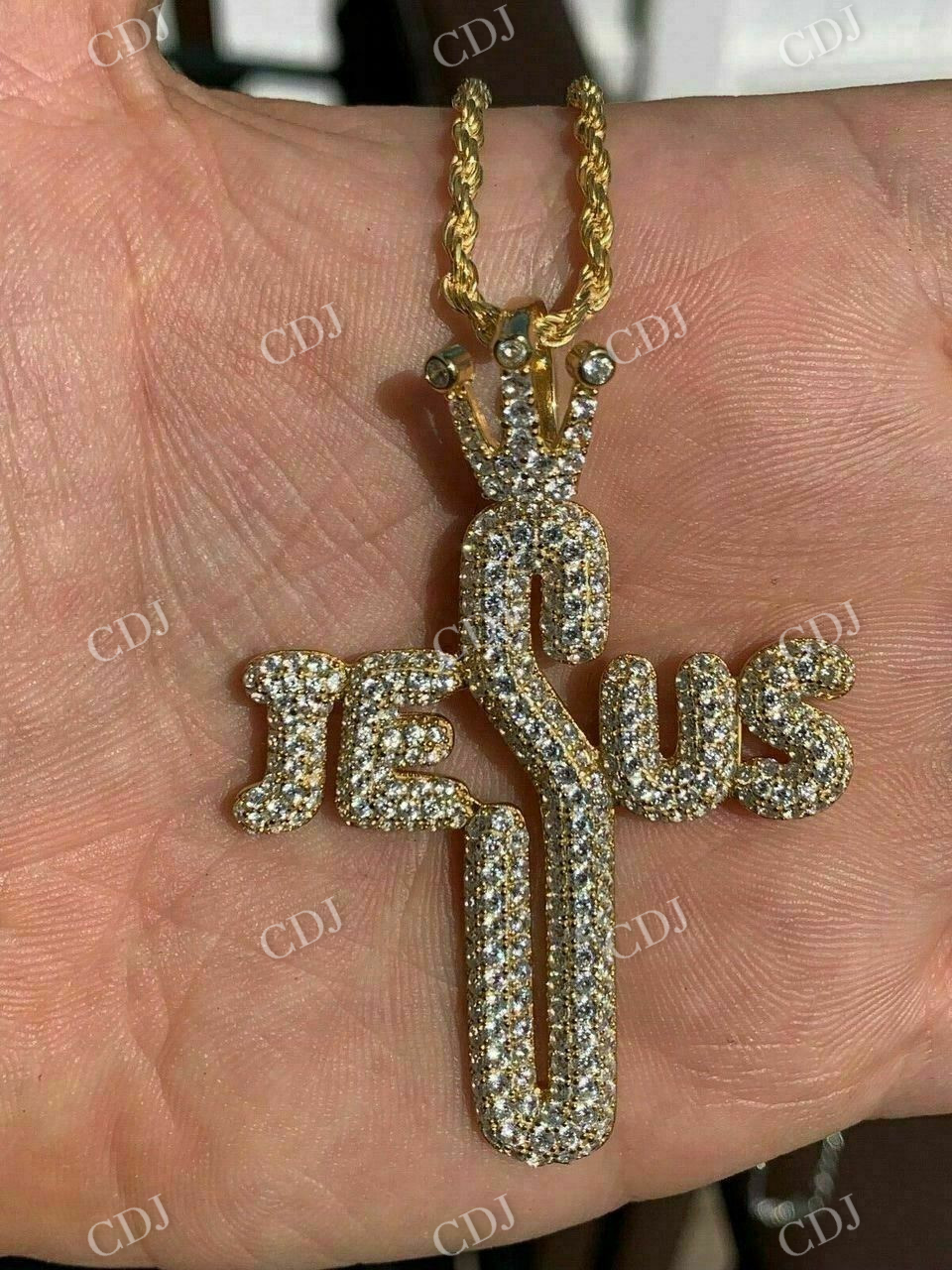 14K Gold Jesus Piece Pendant  customdiamjewel   