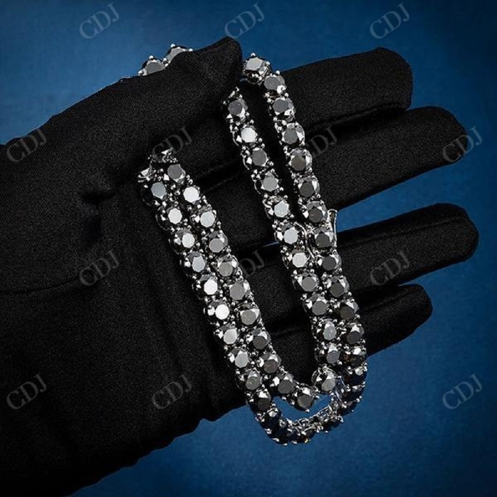 Black Diamond Handmade Tennis Chain  CustomDiamJewel   