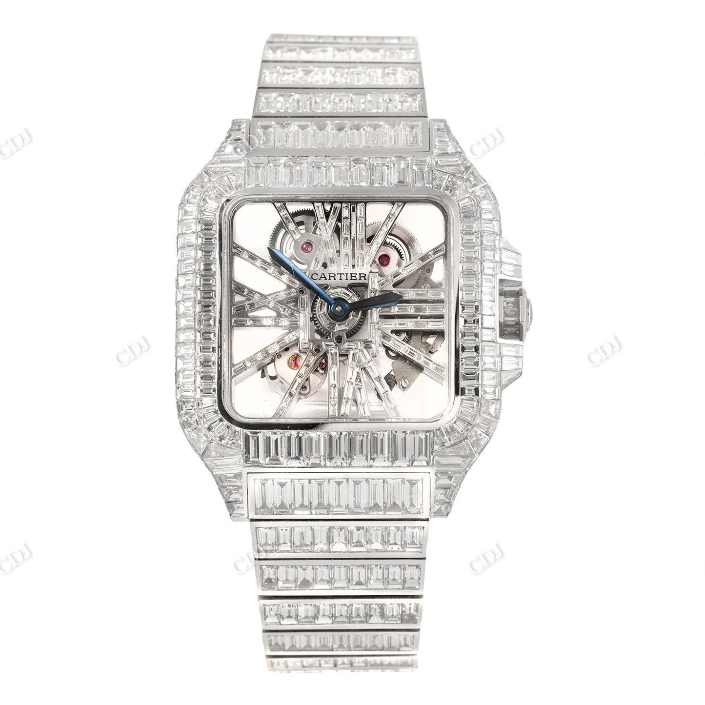 Fully Iced Out Baguette Moissanite Watch  customdiamjewel   