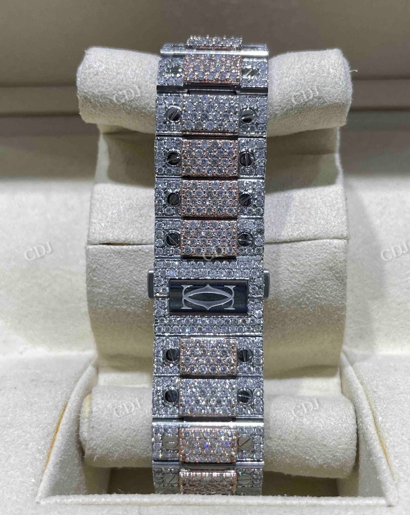 Full White Iced Out Cartier Skelton Moissanite Watch  customdiamjewel   