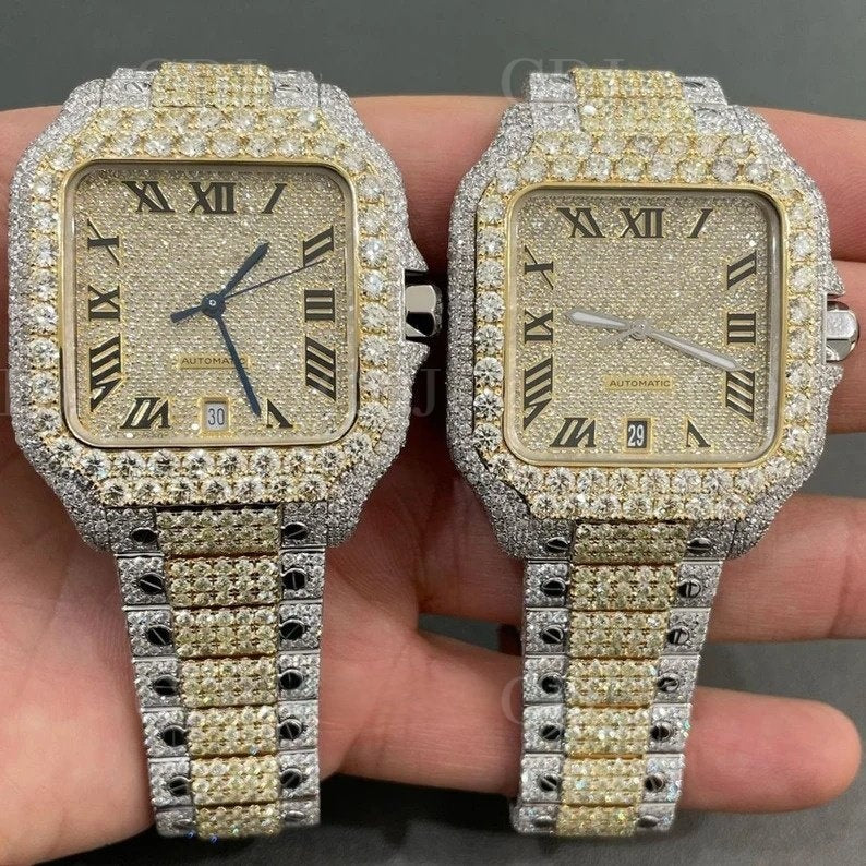 Men's Luxury Pass Diamond Tester Wrist Party Watch Bush Down Hip Hop Diamond Band Quartz Watch 23 To 28 Carat (Approx.)  customdiamjewel   