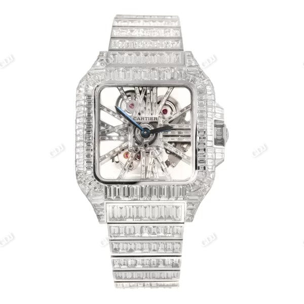 Fully Iced Out Baguette Moissanite Watch  customdiamjewel   