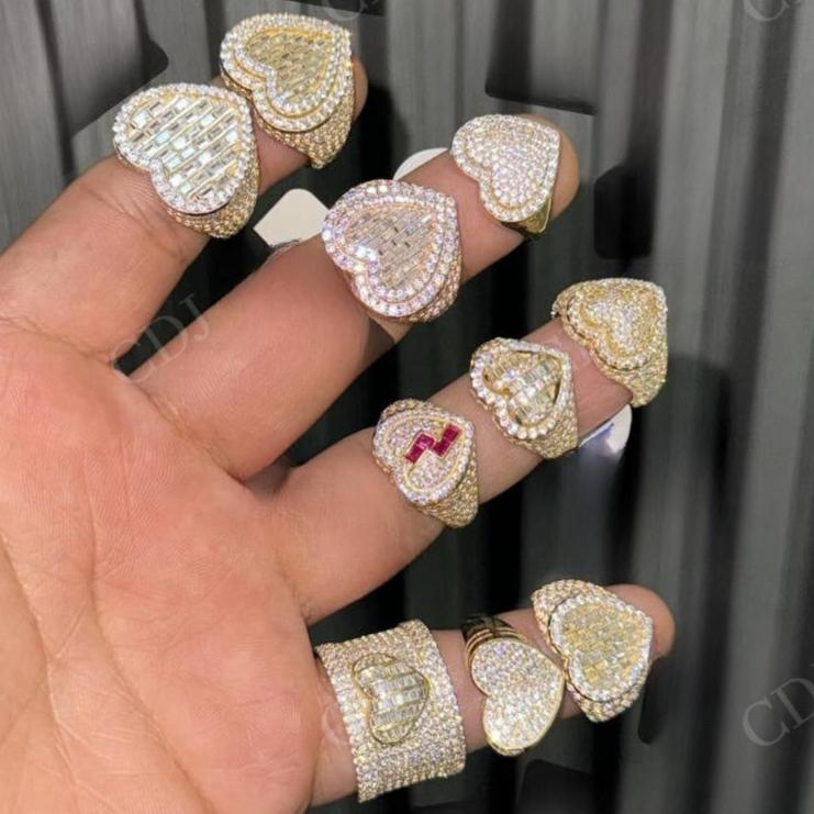 Heart Shape Hip Hop Ring Iced Out Ring For Men hip hop jewelry CustomDiamJewel   