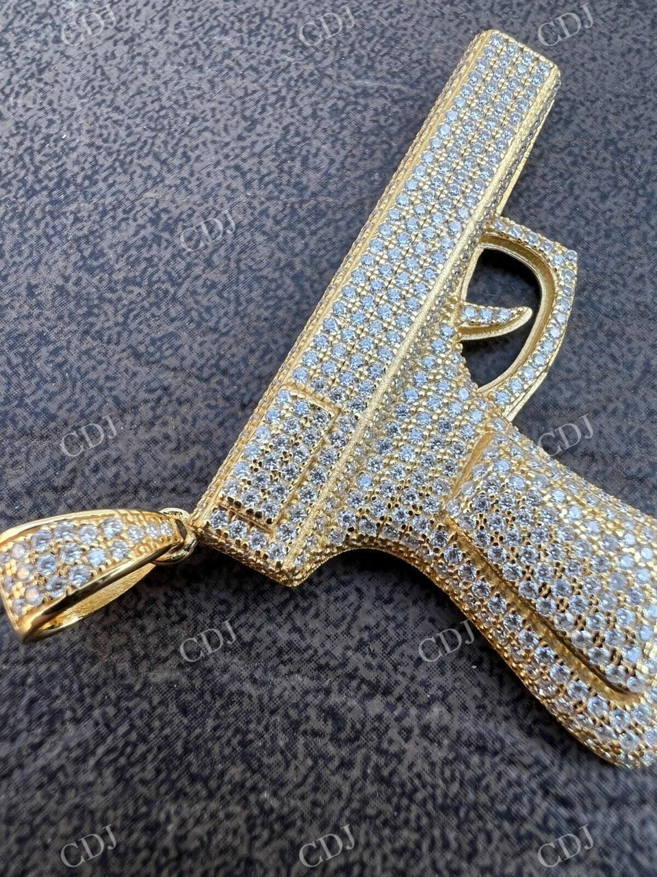 Gold Gun Hip Hop Pendant  customdiamjewel   