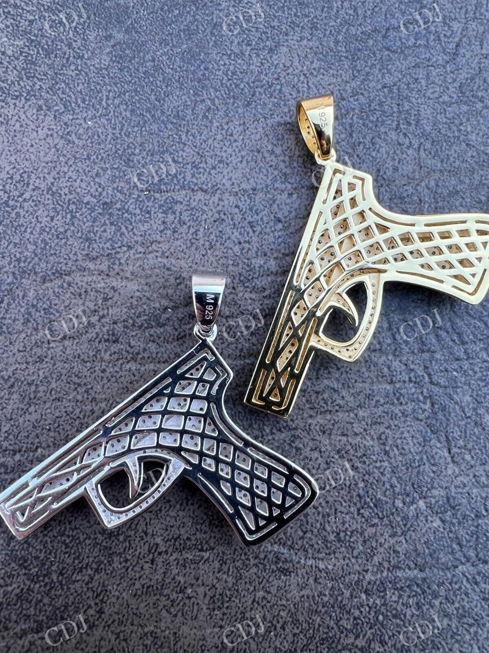 Gold Gun Hip Hop Pendant  customdiamjewel   