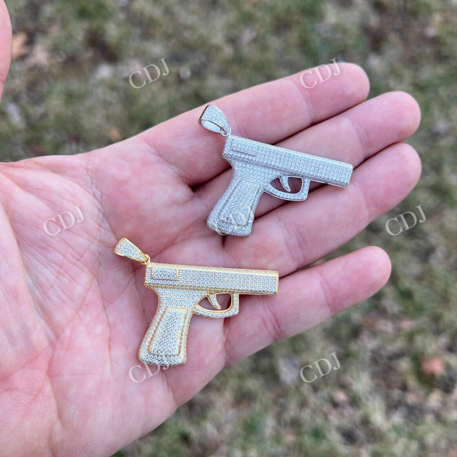 Gold Gun Hip Hop Pendant  customdiamjewel   