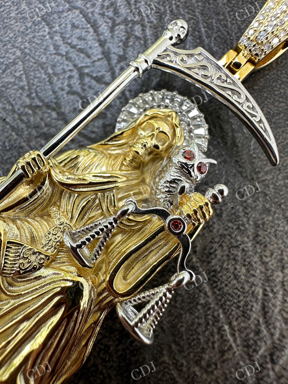 Santa Muerte Grim Reaper Pendant  customdiamjewel   